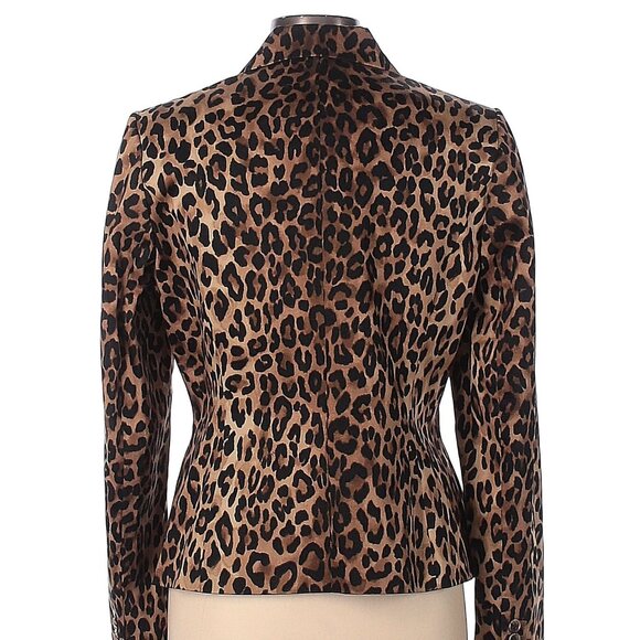 Designer Jones New York Signature Animal Print Cotton Blend Blazer Size 10.R - Picture 3 of 10